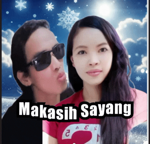 a man kissing a woman on the cheek with the words makasih sayang below them