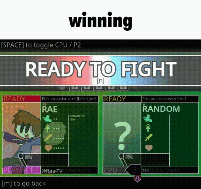 a screenshot of a video game that says winning ready to fight