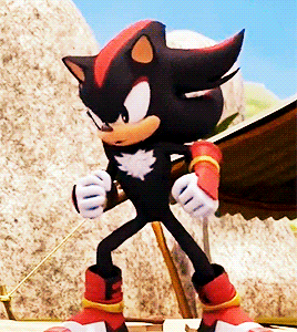shadow the hedgehog from sonic the hedgehog standing on a rock