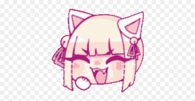 a cartoon drawing of a girl with cat ears and a smile on her face .