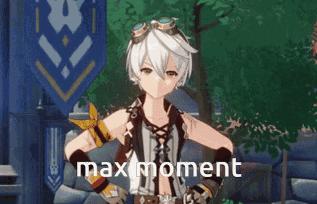 a cartoon character with the words max moment on the bottom right