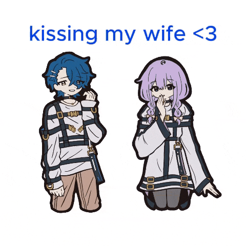 a man and a woman are kneeling next to each other with the words kissing my wife < 3 above them .