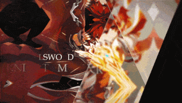 a poster of a man holding a sword with the words lswo d kni tm on the bottom