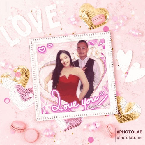 a valentine 's day card with a picture of a man and woman and the words " love you "