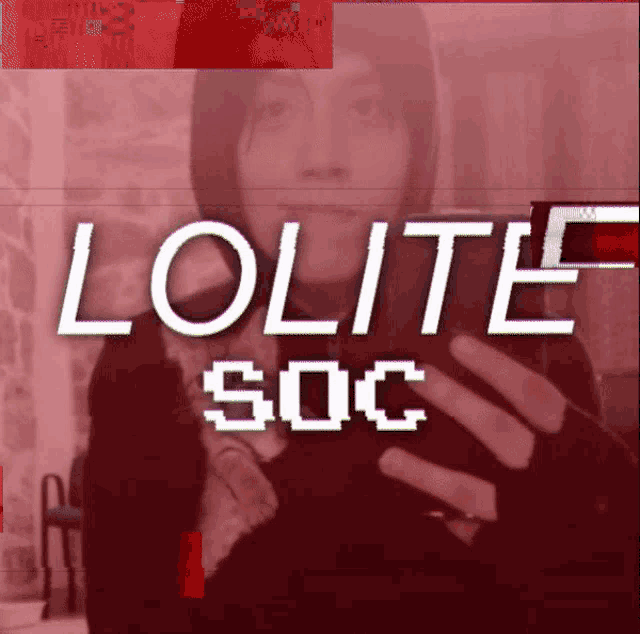 a person is taking a selfie with the words lolite soc written above them