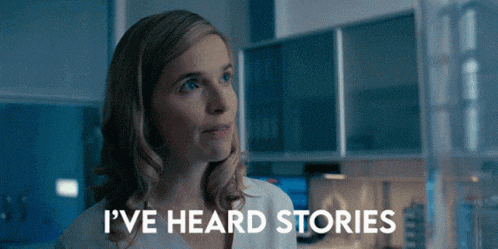a woman says i 've heard stories in front of a computer