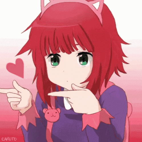 a drawing of a girl with red hair and green eyes is titled " caruto "