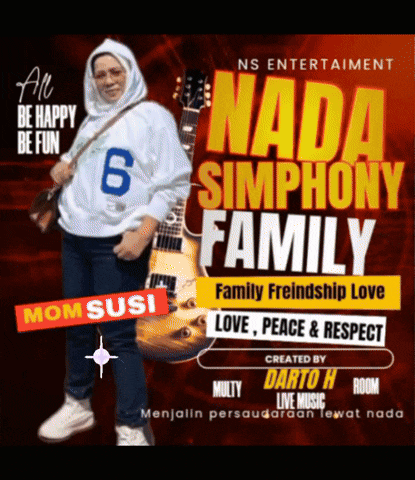 a poster for nada simphony family has a woman holding a guitar