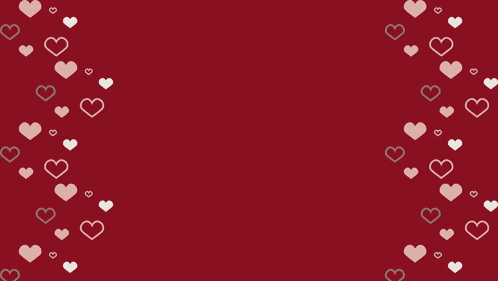 a valentine 's day greeting card with hearts on a red background