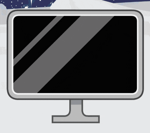 a computer monitor with a black screen and a gray frame