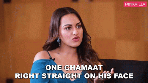One Chamaat Right Straight On His Face Sonakshi Sinha GIF - One Chamaat Right Straight On His Face Sonakshi Sinha Pinkvilla GIFs