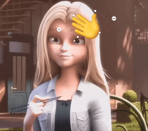 a cartoon girl is holding a pair of scissors and has a hand on her forehead