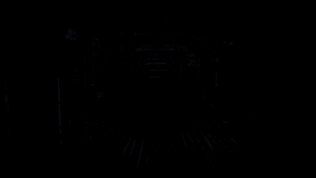 a black and white drawing of a room with a light shining on the floor