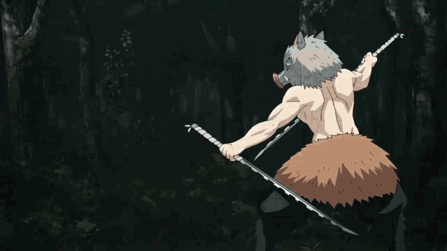 a man with a sword is fighting another man with a plaid shirt