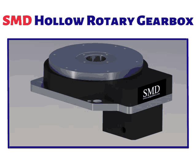 a drawing of a smd hollow rotary gearbox on a white background