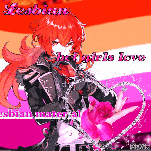 a picture of a girl holding a rose with the words lesbian hot girls love