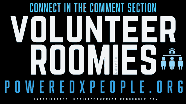 a sign that says volunteer roomies on it