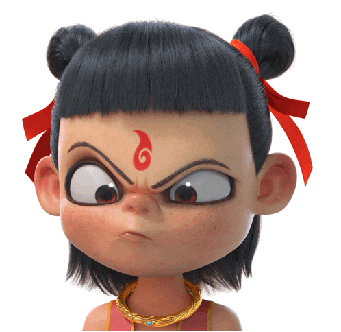 a cartoon character with a red circle on his forehead