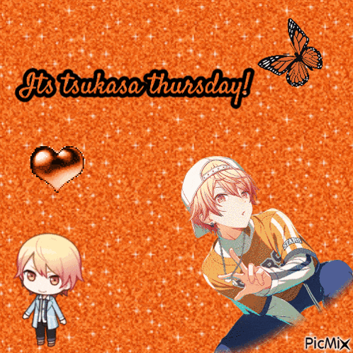 a picture of a boy with the words it 's tsukasa thursday