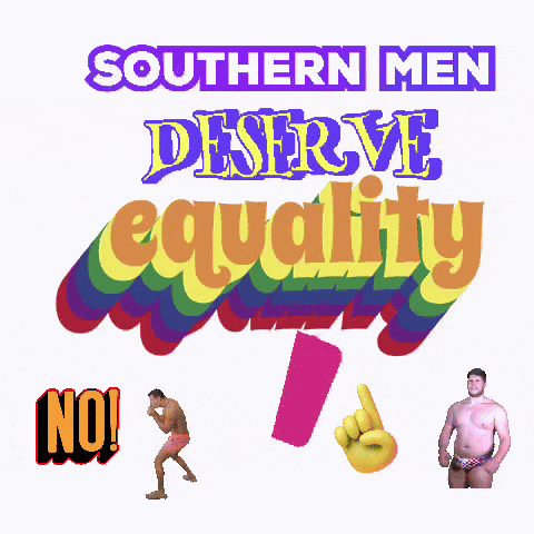 a poster that says southern men deserve equality with a rainbow background