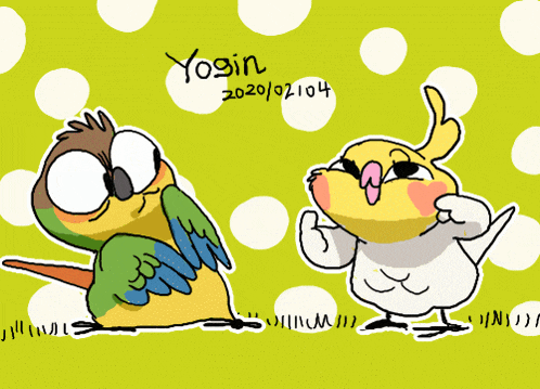 a drawing of two birds with the date 2020/02/04 on the bottom right
