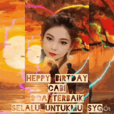 a picture of a woman with the words happy birthday cabi doa terbaik selalu untukmu sygot