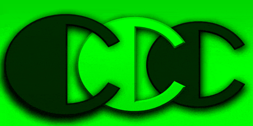 a green background with the letters cc in black