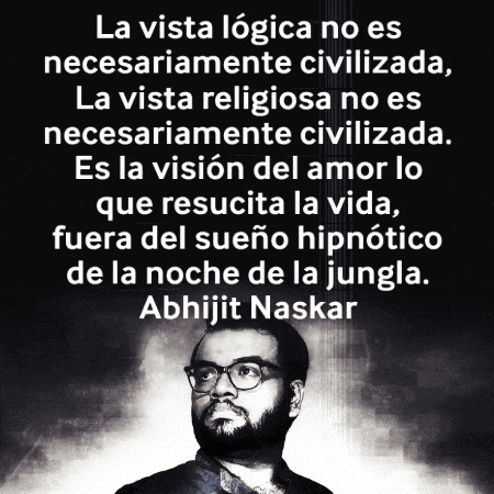 a black and white photo of a man with glasses and a quote from abhijit naskar