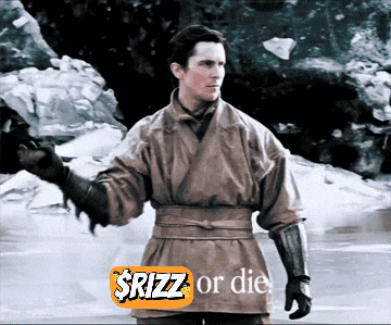 a picture of a man with a sticker that says ' $rizz or die '