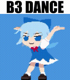 a pixel art of a girl dancing with the words b3 dance
