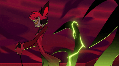 a cartoon character with a green lightning bolt coming out of his mouth