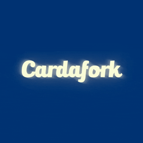 a blue background with the word cardafork in white letters