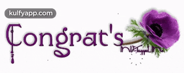 a congratulations sign with a purple flower in the center