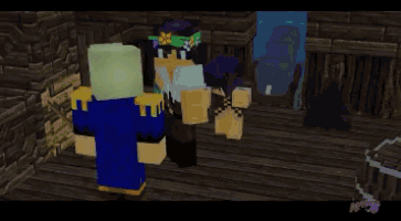 a minecraft character with blonde hair and a blue jacket