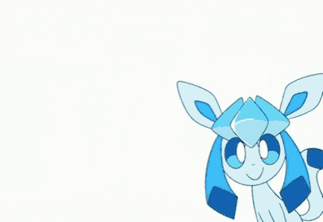 a cartoon drawing of a blue pokemon with blue ears and tail .