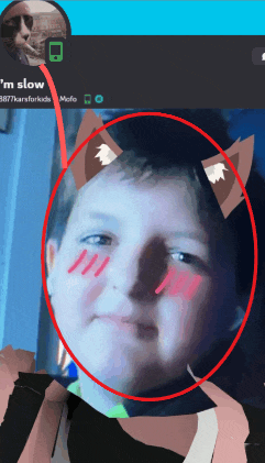 a picture of a boy with a red circle around his face and the words i 'm slow