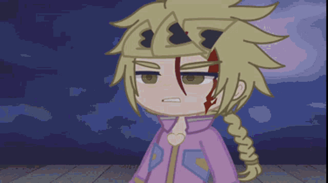 a cartoon drawing of a boy with a braid and a crown on his head