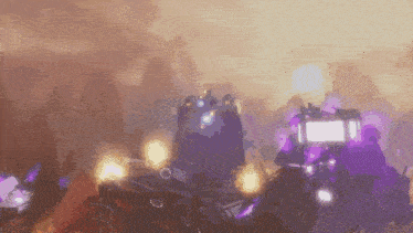 a computer generated image of a purple and orange robot