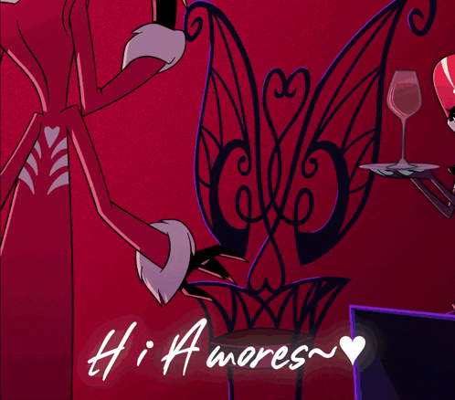 a poster with a cartoon character and the words hi amores on it