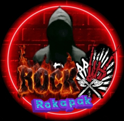 a man in a hoodie is surrounded by fire and the word rock