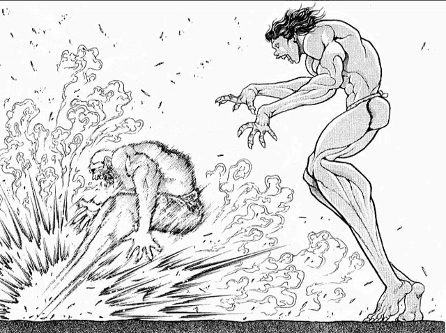 a black and white drawing of two men wrestling each other