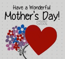a greeting card for mother 's day with a heart and flowers