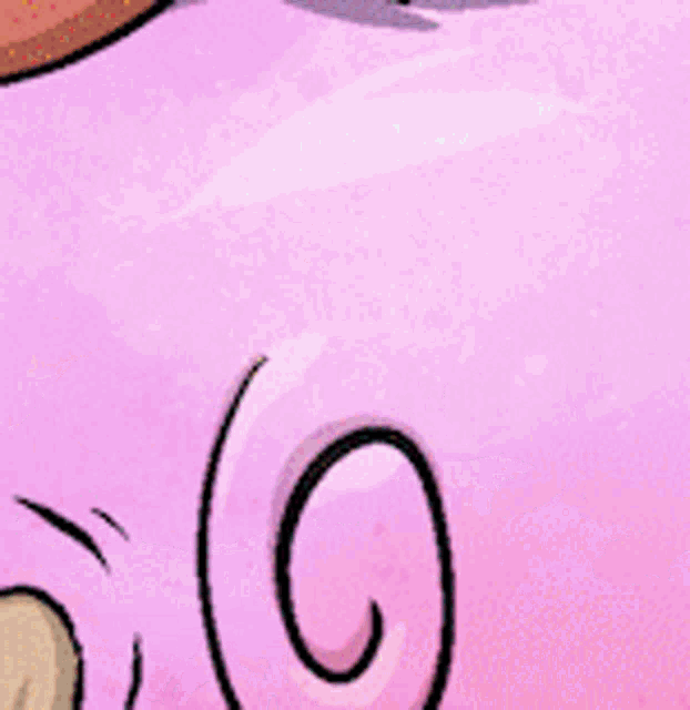 a close up of a cartoon character with a swirl around his mouth