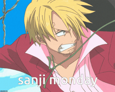 a picture of sanji from one piece with the words sanji monday on the bottom