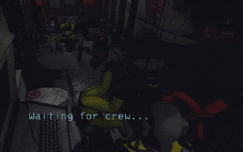 a waiting for crew message is displayed on a screen
