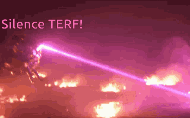 a purple background with the words silence terf in white letters