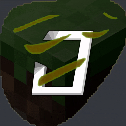 a green block with a white j on it