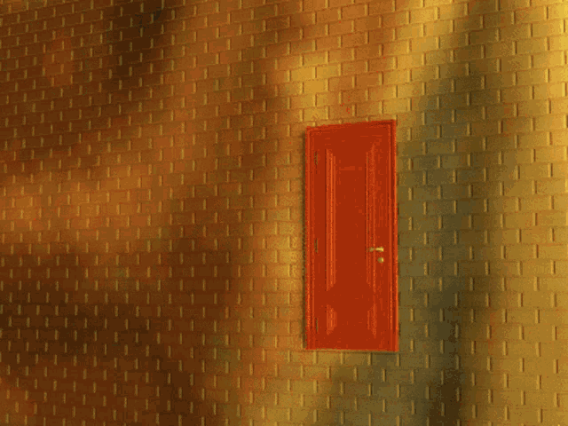 a man with a beard and glasses is peeking out of a door