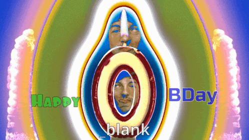 a picture of a man with the words happy bday blank on it