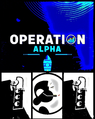 a poster for operation alpha with a blue background